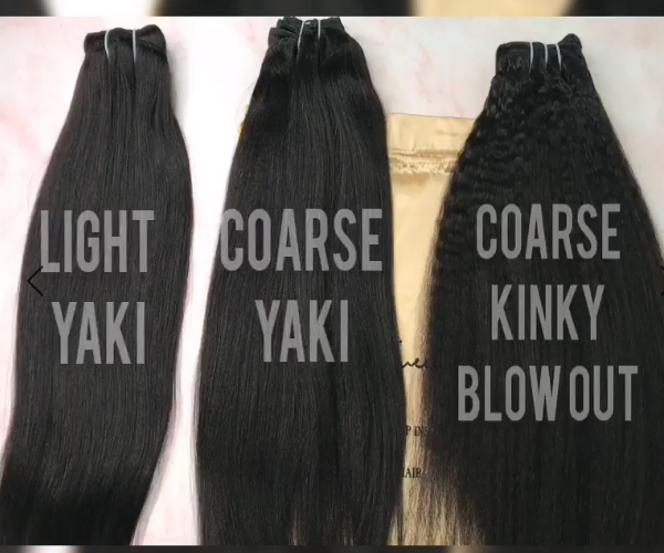 Human hair clip-in extensions in different textures from Yaki to