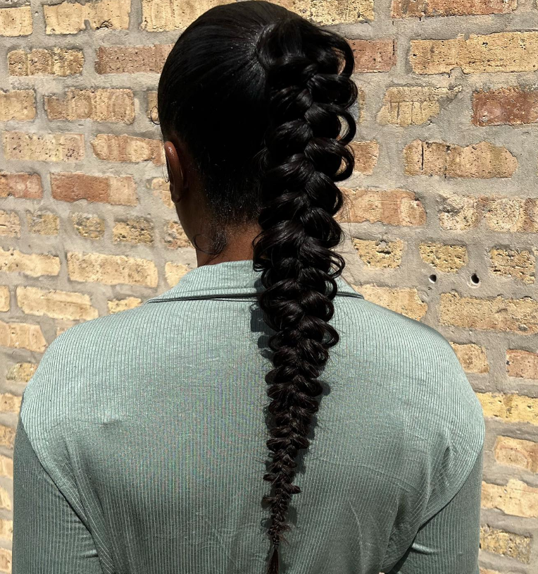 Curly weave 2024 ponytail with braids