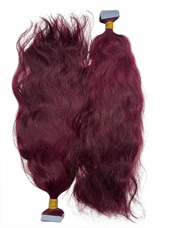  Burgandy Natural Straight Tape In Hair Extensions - TI619