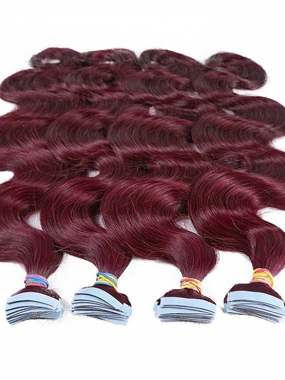  Burgandy Body Wave Tape In Hair Extensions - TI612 