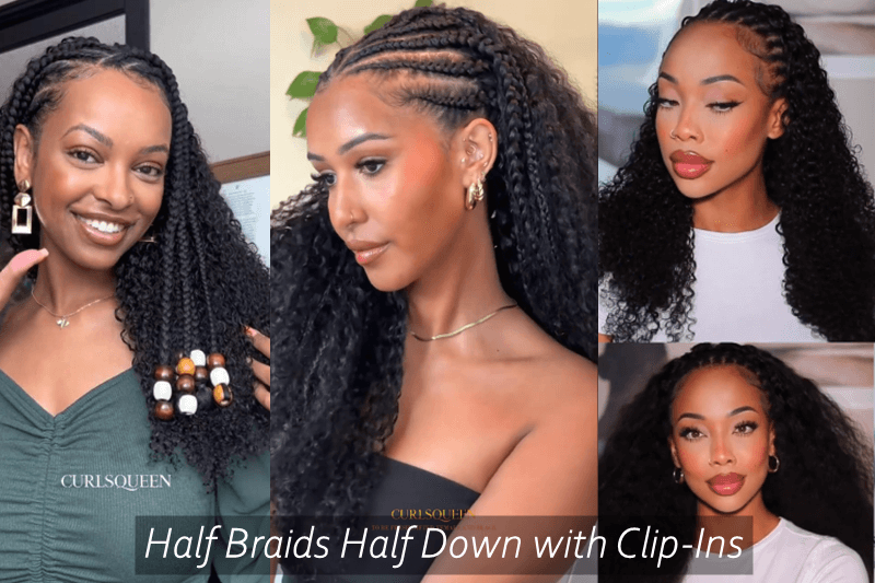 Half Braids Half Down with Clip-Ins