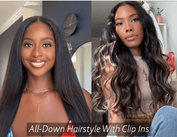 CURLSQUEE all-down hairstyle with clip ins