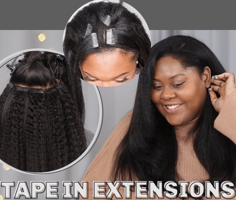 Curlsqueen Tape-in hair extensions kinky straight texture