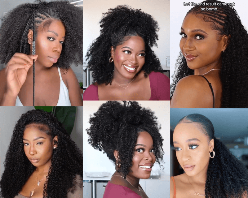 CURLSQUEEN 4A hair looks with clip ins