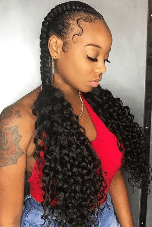 CURLSQUEEN braid ponytail hairstyle with curly hair extensions