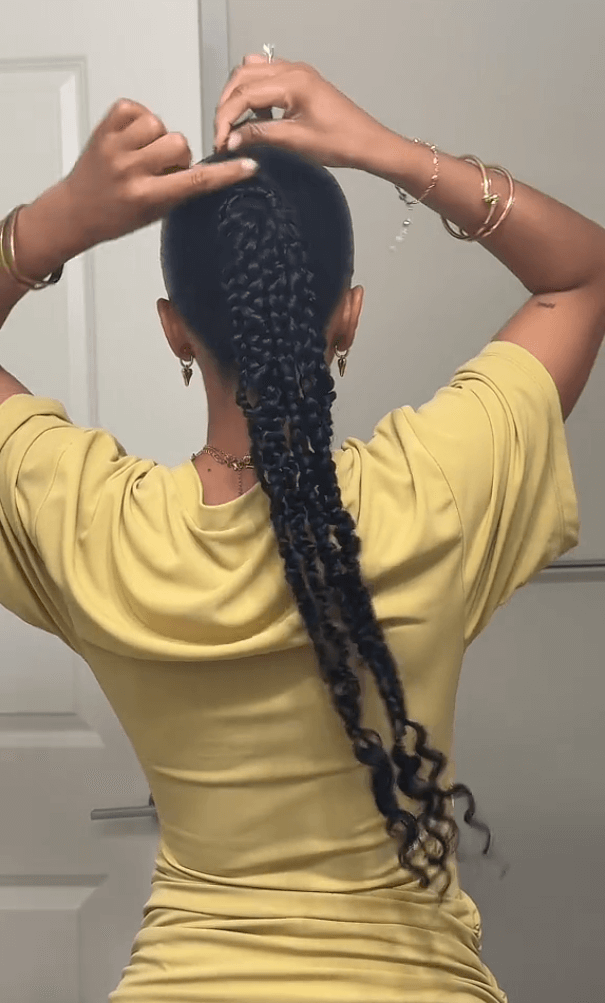 CURLSQUEEN braid ponytails with curly hair extensions