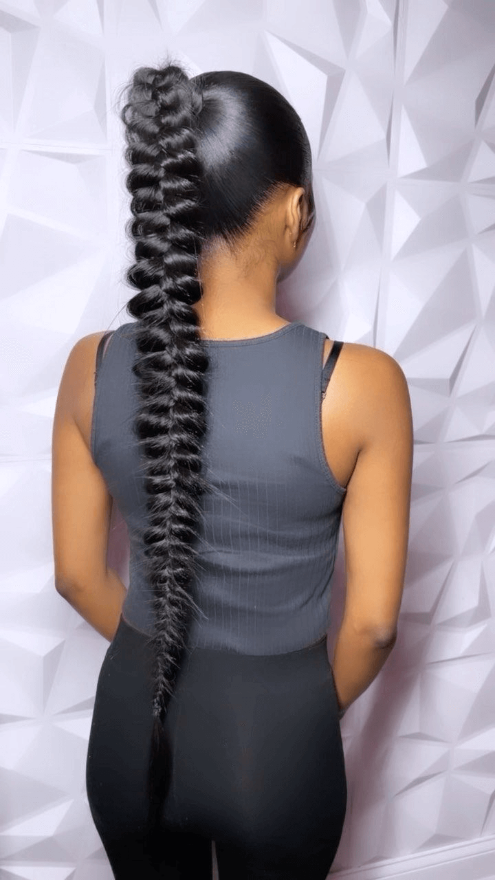 CURLSQUEEN braid ponytails with clip in hair extensions