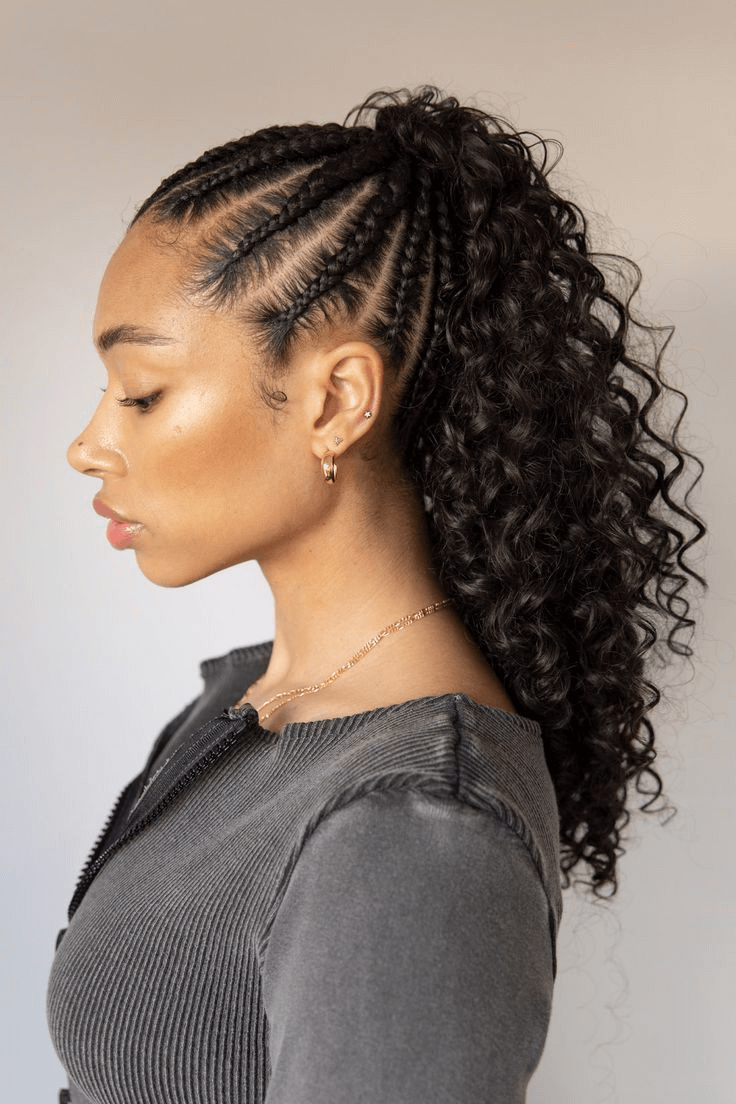 CURLSQUEEN braid ponytail style with curly hair extensions