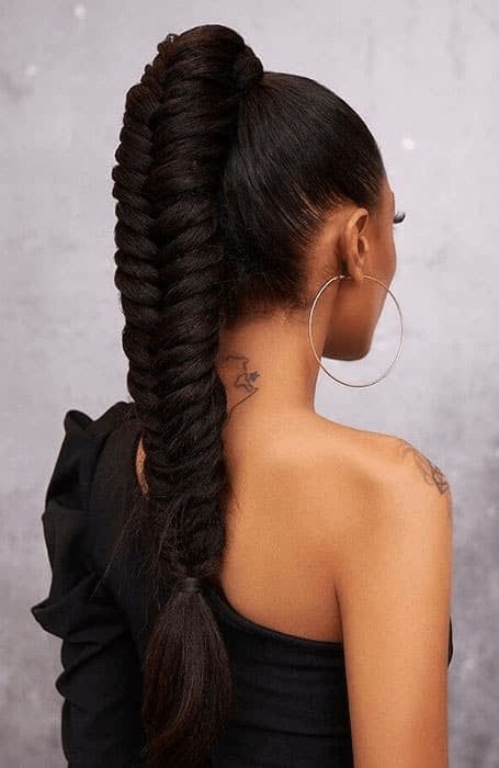 CURLSQUEEN fishtail braid ponytail with clip ins