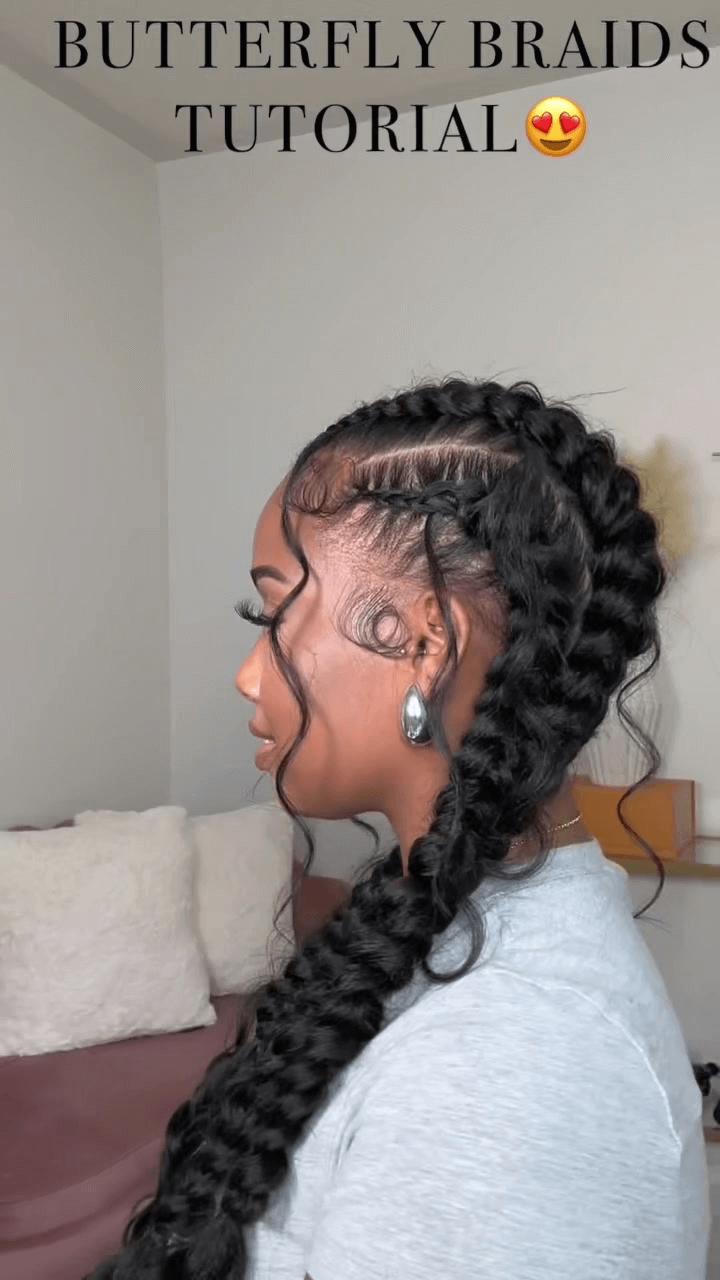 CURLSQUEEN four braid ponytails with braiding human hair