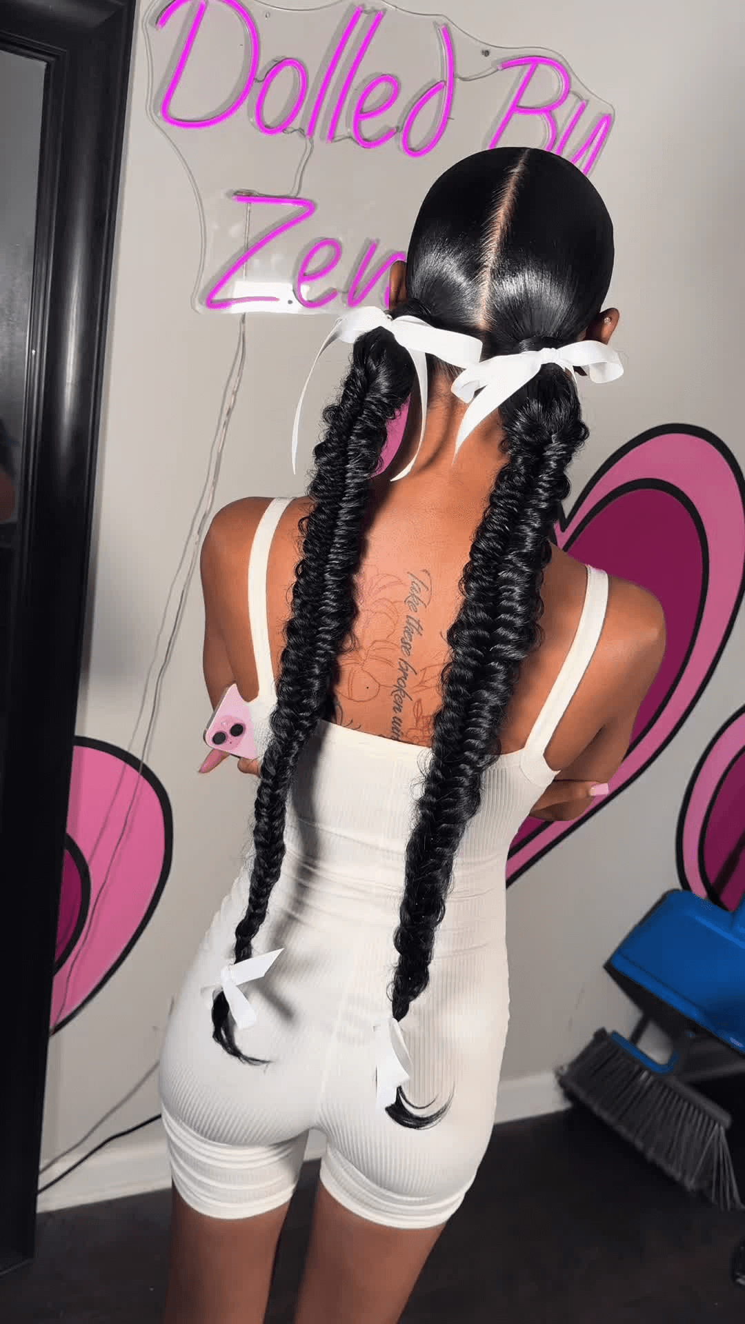 CURLSQUEEN fish braid double ponytails with curly hair extensions